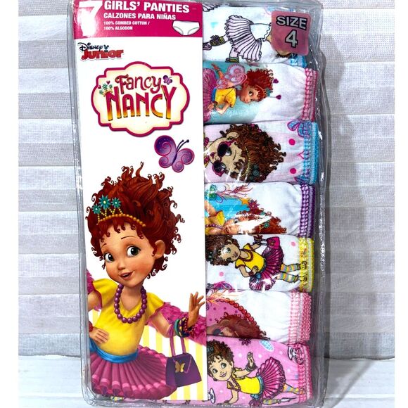 New Girls Size 4 Disney Fancy Nancy Cotton Underwear Briefs 7 Pair/Package - Picture 1 of 5